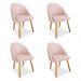 Kit 04 Cadeiras Jantar Bela Suede Rosa Bebê Pés Palito Castanho - Pallazio