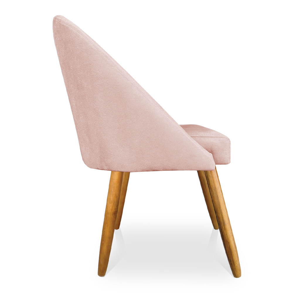 Kit 04 Cadeiras Jantar Bela Suede Rosa Bebê Pés Palito Castanho - Pallazio