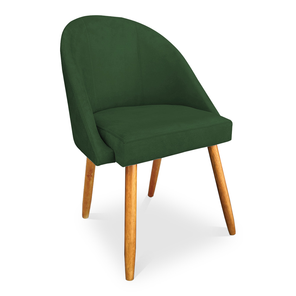Kit 04 Cadeiras Jantar Bela Suede Verde Pés Palito Castanho - Pallazio