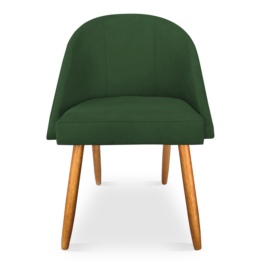 Kit 04 Cadeiras Jantar Bela Suede Verde Pés Palito Castanho - Pallazio