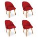 Kit 04 Cadeiras Jantar Bela Suede Vermelho Pés Palito Castanho - Pallazio