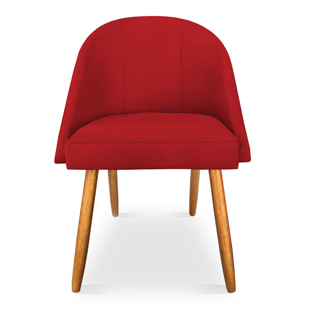 Kit 04 Cadeiras Jantar Bela Suede Vermelho Pés Palito Castanho - Pallazio