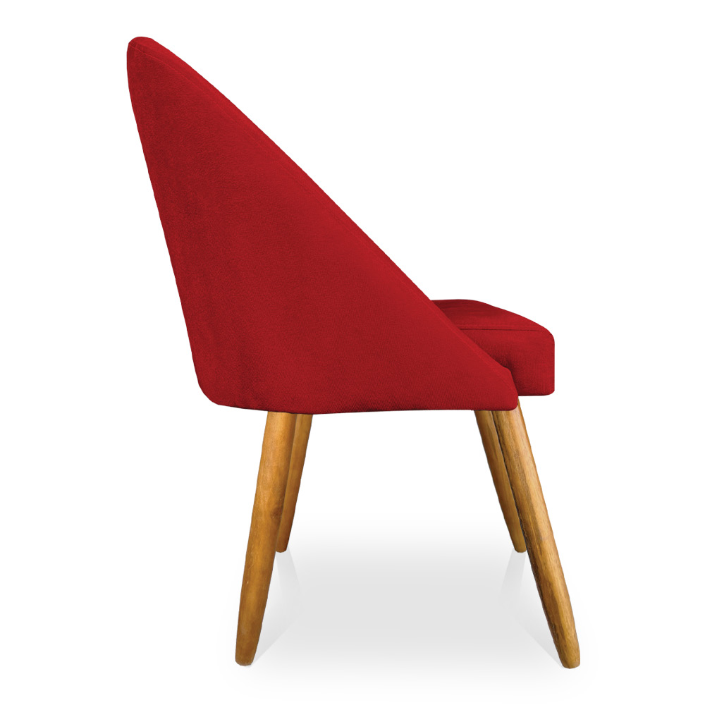 Kit 04 Cadeiras Jantar Bela Suede Vermelho Pés Palito Castanho - Pallazio