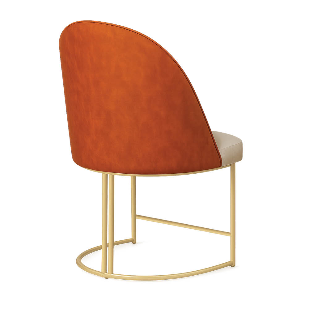 Kit 04 Cadeiras Poltrona de Jantar Bela Corano Nozes e Linho Bege Base Metálica Industrial Dourado - Pallazio