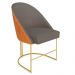 Kit 04 Cadeiras Poltrona de Jantar Bela Corano Nozes e Linho Grafite Base Metálica Industrial Dourado - Pallazio