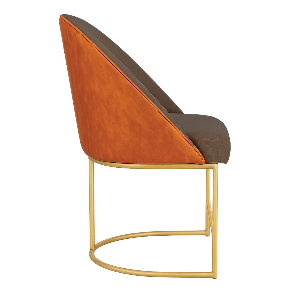 Kit 04 Cadeiras Poltrona de Jantar Bela Corano Nozes e Linho Grafite Base Metálica Industrial Dourado - Pallazio