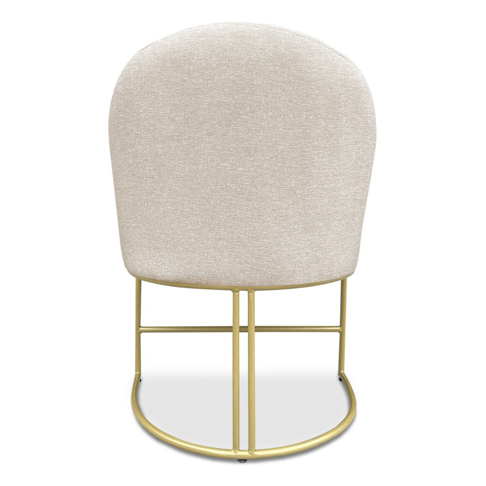 Kit 04 Cadeiras Poltrona de Jantar Bela Linho Bege Base Metálica Industrial Dourado - Pallazio