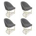 Kit 04 Cadeiras Poltrona de Jantar Bela Linho Grafite Base Metálica Industrial Dourado - Pallazio