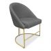 Kit 04 Cadeiras Poltrona de Jantar Bela Linho Grafite Base Metálica Industrial Dourado - Pallazio