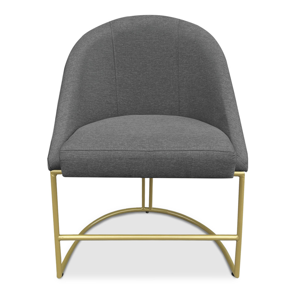 Kit 04 Cadeiras Poltrona de Jantar Bela Linho Grafite Base Metálica Industrial Dourado - Pallazio