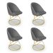 Kit 04 Cadeiras Poltrona de Jantar Bela Linho Grafite Base Metálica Luxo Dourado - Pallazio