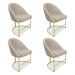 Kit 04 Cadeiras Poltrona de Jantar Bela Suede Base Metálica Industrial Dourado - Pallazio