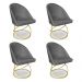 Kit 04 Cadeiras Poltrona de Jantar Bela Suede Grafite Base Metálica Luxo Dourado - Pallazio