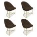Kit 04 Cadeiras Poltrona de Jantar Bela Suede Marrom Base Metálica Industrial Dourado - Pallazio