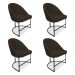 Kit 04 Cadeiras Poltrona de Jantar Bela Suede Marrom Base Metálica Industrial Preto - Pallazio