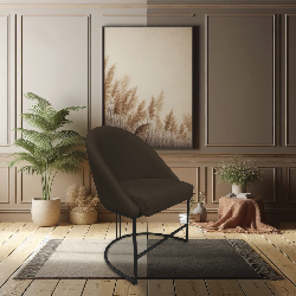 Kit 04 Cadeiras Poltrona de Jantar Bela Suede Marrom Base Metálica Industrial Preto - Pallazio