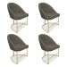 Kit 04 Cadeiras Poltrona de Jantar Bela Suede Marrom Rato Base Metálica Industrial Dourado - Pallazio