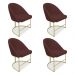Kit 04 Cadeiras Poltrona de Jantar Bela Suede Marsala Base Metálica Industrial Dourado - Pallazio
