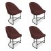 Kit 04 Cadeiras Poltrona de Jantar Bela Suede Marsala Base Metálica Industrial Preto - Pallazio