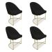 Kit 04 Cadeiras Poltrona de Jantar Bela Suede Preto Base Metálica Industrial Dourado - Pallazio