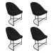 Kit 04 Cadeiras Poltrona de Jantar Bela Suede Preto Base Metálica Industrial Preto - Pallazio