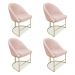 Kit 04 Cadeiras Poltrona de Jantar Bela Suede Rosa Bebê Base Metálica Industrial Dourado - Pallazio