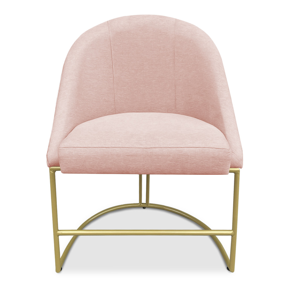 Kit 04 Cadeiras Poltrona de Jantar Bela Suede Rosa Bebê Base Metálica Industrial Dourado - Pallazio