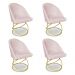 Kit 04 Cadeiras Poltrona de Jantar Bela Suede Rosa Bebê Base Metálica Luxo Dourado - Pallazio