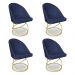 Kit 04 Cadeiras Poltrona de Jantar Bela Veludo Azul Marinho Base Metálica Luxo Dourado - Pallazio