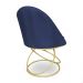 Kit 04 Cadeiras Poltrona de Jantar Bela Veludo Azul Marinho Base Metálica Luxo Dourado - Pallazio