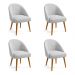Kit 04 Cadeiras Poltrona de Jantar Estofada Luna Boucle Cinza Pés Palito Castanho - Pallazio