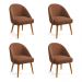 Kit 04 Cadeiras Poltrona de Jantar Estofada Luna Boucle Terracota Pés Palito Castanho - Pallazio