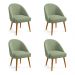 Kit 04 Cadeiras Poltrona de Jantar Estofada Luna Boucle Verde Pistache Pés Palito Castanho - Pallazio