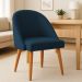 Kit 04 Cadeiras Poltrona de Jantar Luna Suede Azul Marinho Pés Palito Castanho - Pallazio