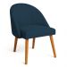 Kit 04 Cadeiras Poltrona de Jantar Luna Suede Azul Marinho Pés Palito Castanho - Pallazio