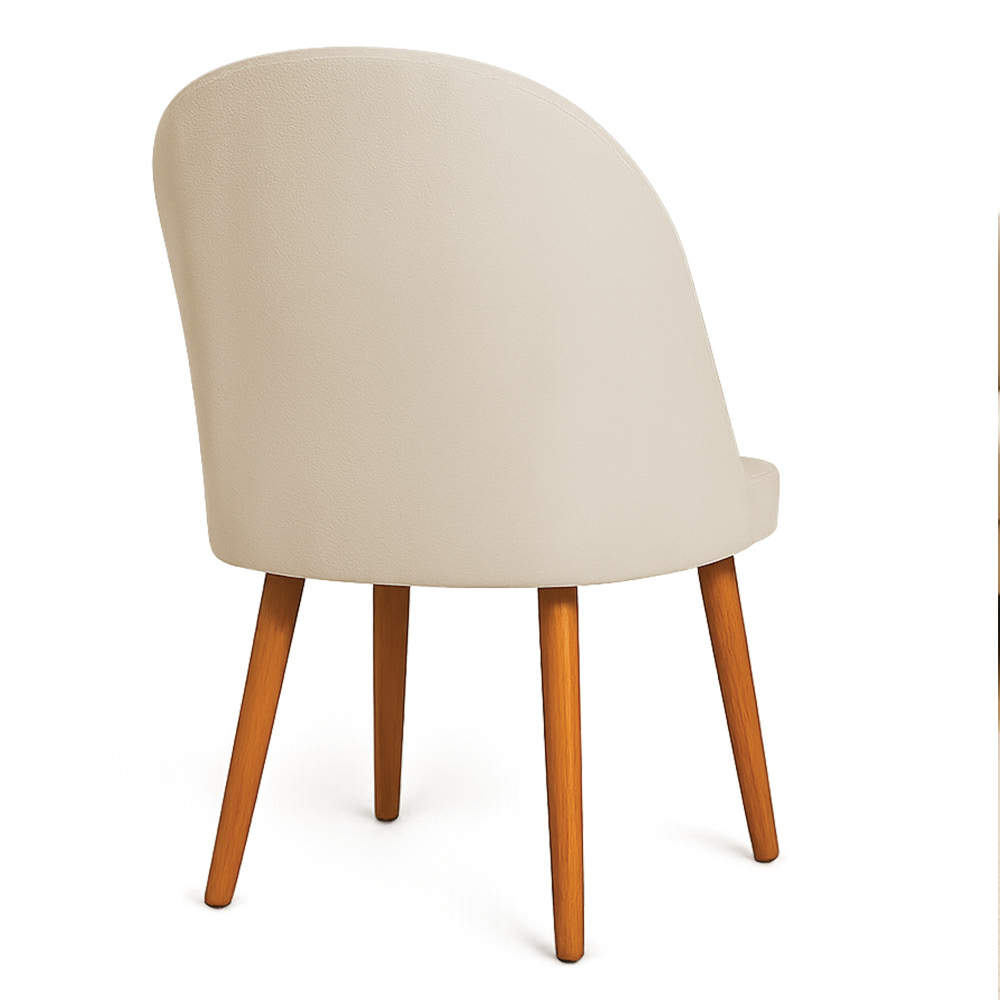 Kit 04 Cadeiras Poltrona de Jantar Luna Suede Bege Pés Palito Castanho - Pallazio