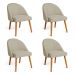 Kit 04 Cadeiras Poltrona de Jantar Luna Suede Capuccino Pés Palito Castanho - Pallazio