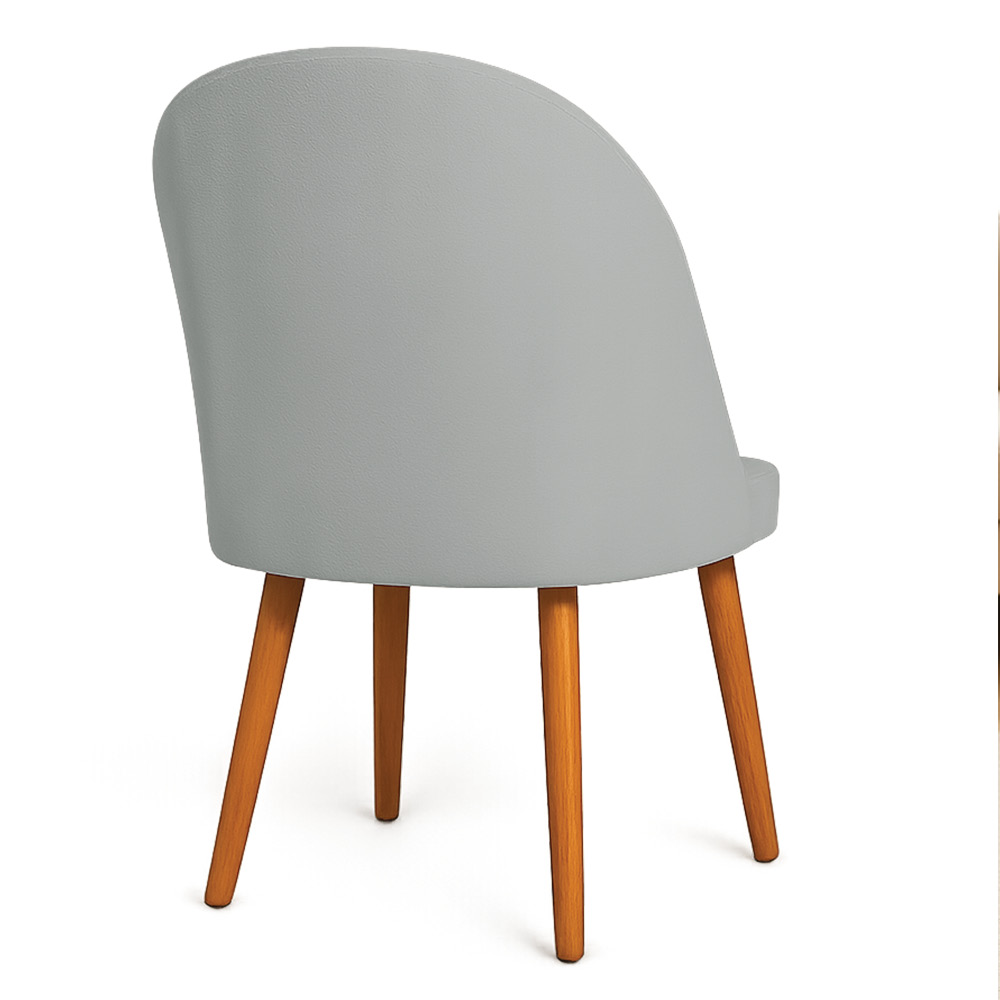 Kit 04 Cadeiras Poltrona de Jantar Luna Suede Cinza Pés Palito Castanho - Pallazio