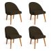 Kit 04 Cadeiras Poltrona de Jantar Luna Suede Marrom Pés Palito Castanho - Pallazio
