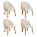 Kit 04 Cadeiras Poltrona de Jantar Luna Suede Pés Palito Castanho - Pallazio