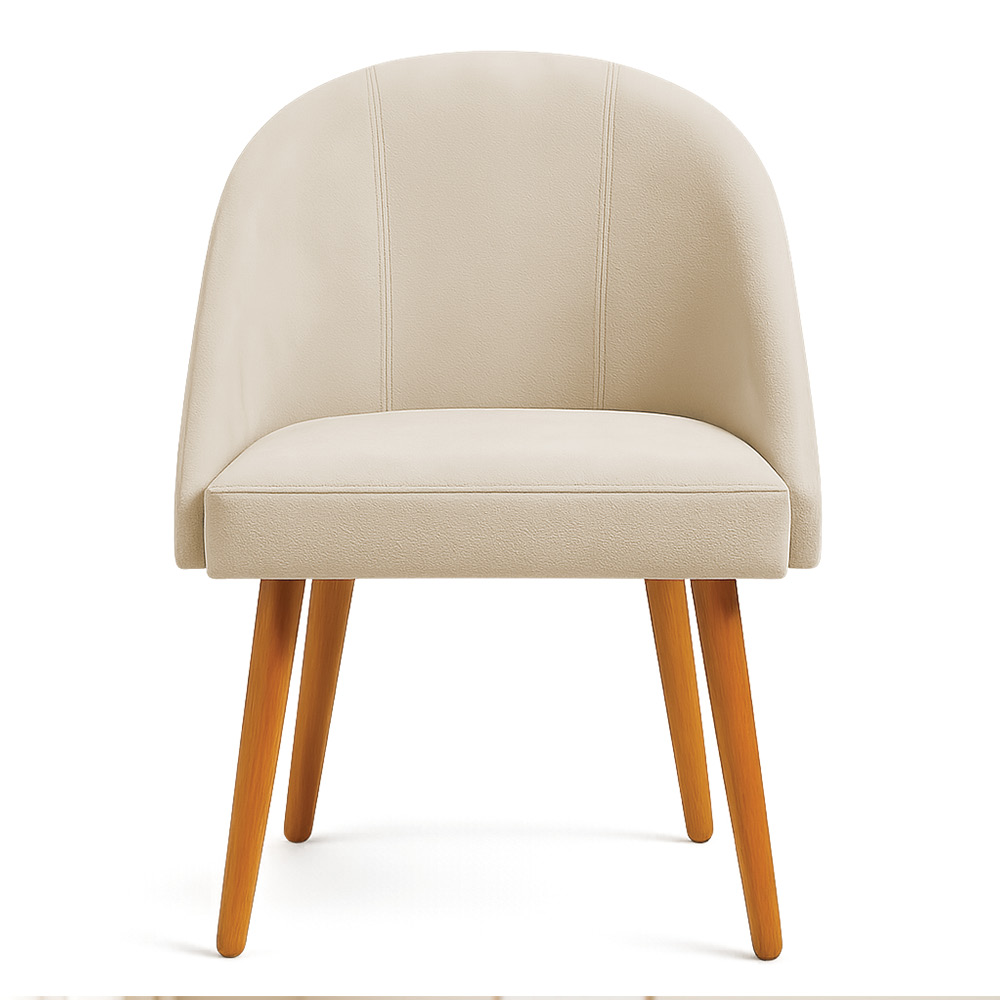 Kit 04 Cadeiras Poltrona de Jantar Luna Suede Pés Palito Castanho - Pallazio
