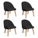 Kit 04 Cadeiras Poltrona de Jantar Luna Suede Preto Pés Palito Castanho - Pallazio