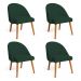 Kit 04 Cadeiras Poltrona de Jantar Luna Suede Verde Pés Palito Castanho - Pallazio