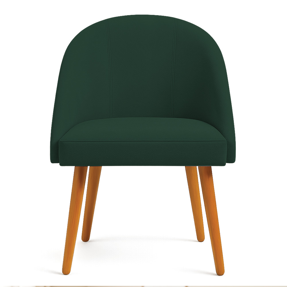 Kit 04 Cadeiras Poltrona de Jantar Luna Suede Verde Pés Palito Castanho - Pallazio