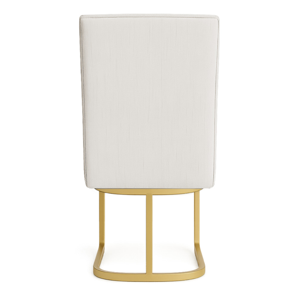 Kit 04 Cadeiras de Jantar Estofada Siena Linho Bege Base de Ferro Dourada - Pallazio