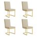 Kit 04 Cadeiras de Jantar Estofada Siena Linho Dourado Base de Ferro Dourada - Pallazio