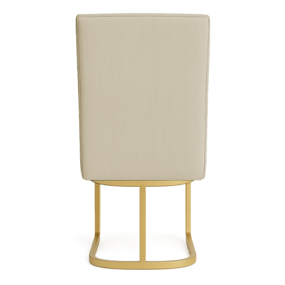 Kit 04 Cadeiras de Jantar Estofada Siena Linho Dourado Base de Ferro Dourada - Pallazio