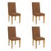Kit 04 Cadeiras de Jantar Estofada Siena Veludo Terracota Pés Trapézio Castanho - Pallazio