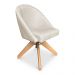 Kit 04 Poltronas Cadeira Giratória Bela Linho Bege Base de Madeira - Pallazio
