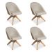 Kit 04 Poltronas Cadeira Giratória Bela Suede Bege Base de Madeira - Pallazio